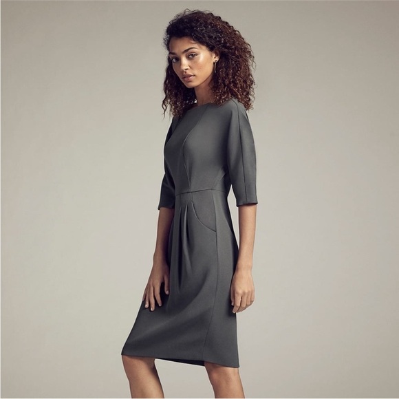 MM LaFleur Grey Mei 3/4 Sleeve Pocket Shift Dress in Monsoon Size 2 - Picture 13 of 15